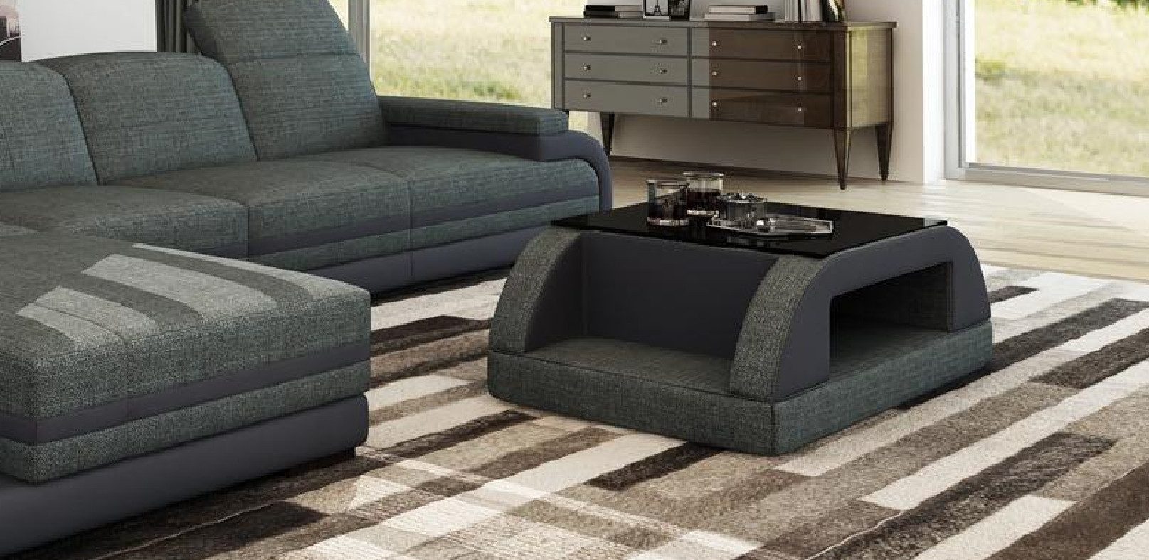 JVmoebel Couchtisch Exklusiver Couchtisch aus italienischem Leder und massivem Holz, Made in Europa