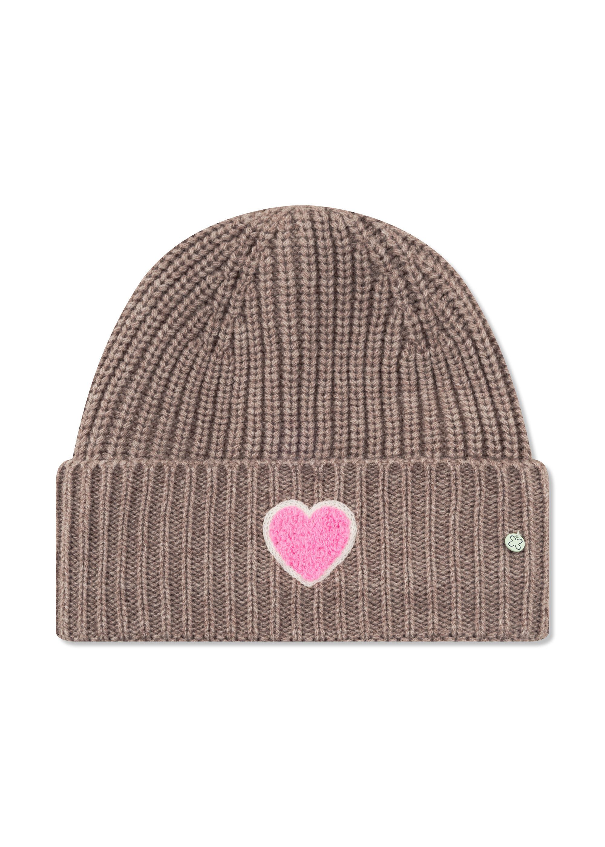 Codello Strickmütze (1-St) mit einem „Herz“-Stickerei in Teddy-Optik