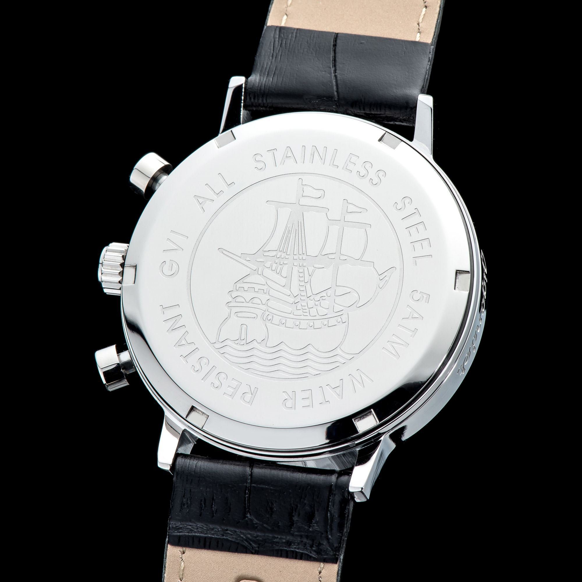 Gigandet Chronograph Armbanduhr, Herrenuhr, 24-Std. Anzeige, 41mm, CLASSICO G6-001, Mineralglas, Datumsanzeige, Lederband, 5bar/50m wasserdicht