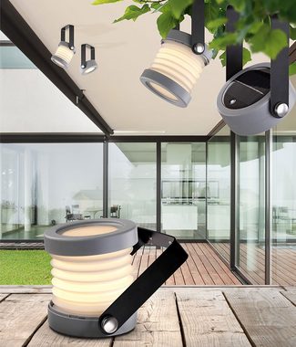 etc-shop Außen-Deckenleuchte, LED-Leuchtmittel fest verbaut, Warmweiß, Solarlampe Deckenlampe Spotstrahler Außenleuchte schwarz Balkonlampe