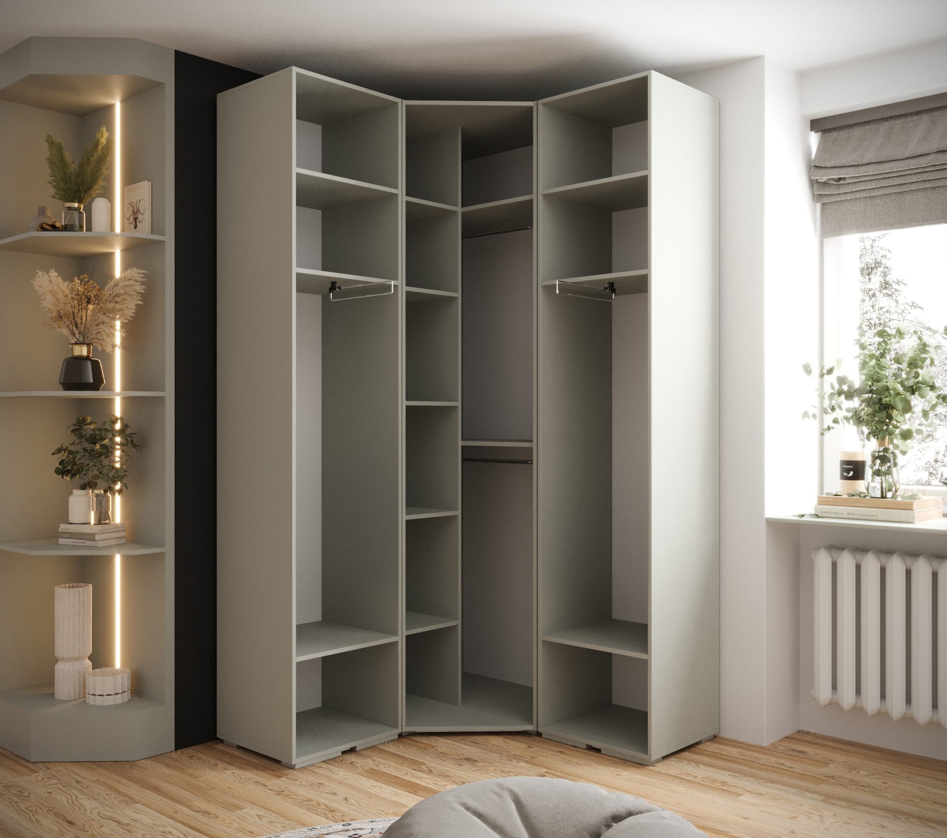 ABIKS MÖBEL Kompaktgarderobe INOVA 1 SATZ 4 Möbelset, Garderobe mit Kleiderstange und Regalen