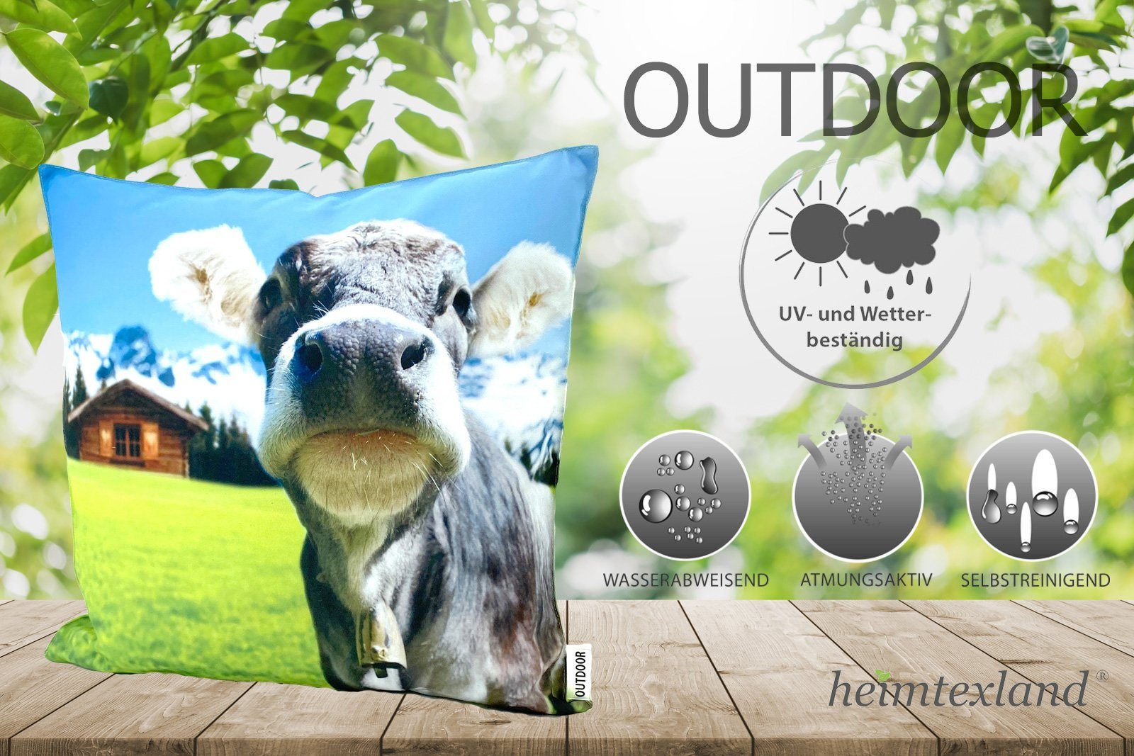 heimtexland Dekokissen Outdoorkissen 45x45 Outdoor Garten Deko Kissen, Lotus Effekt, schmutz- und wasserabweisend, inkl. Füllung