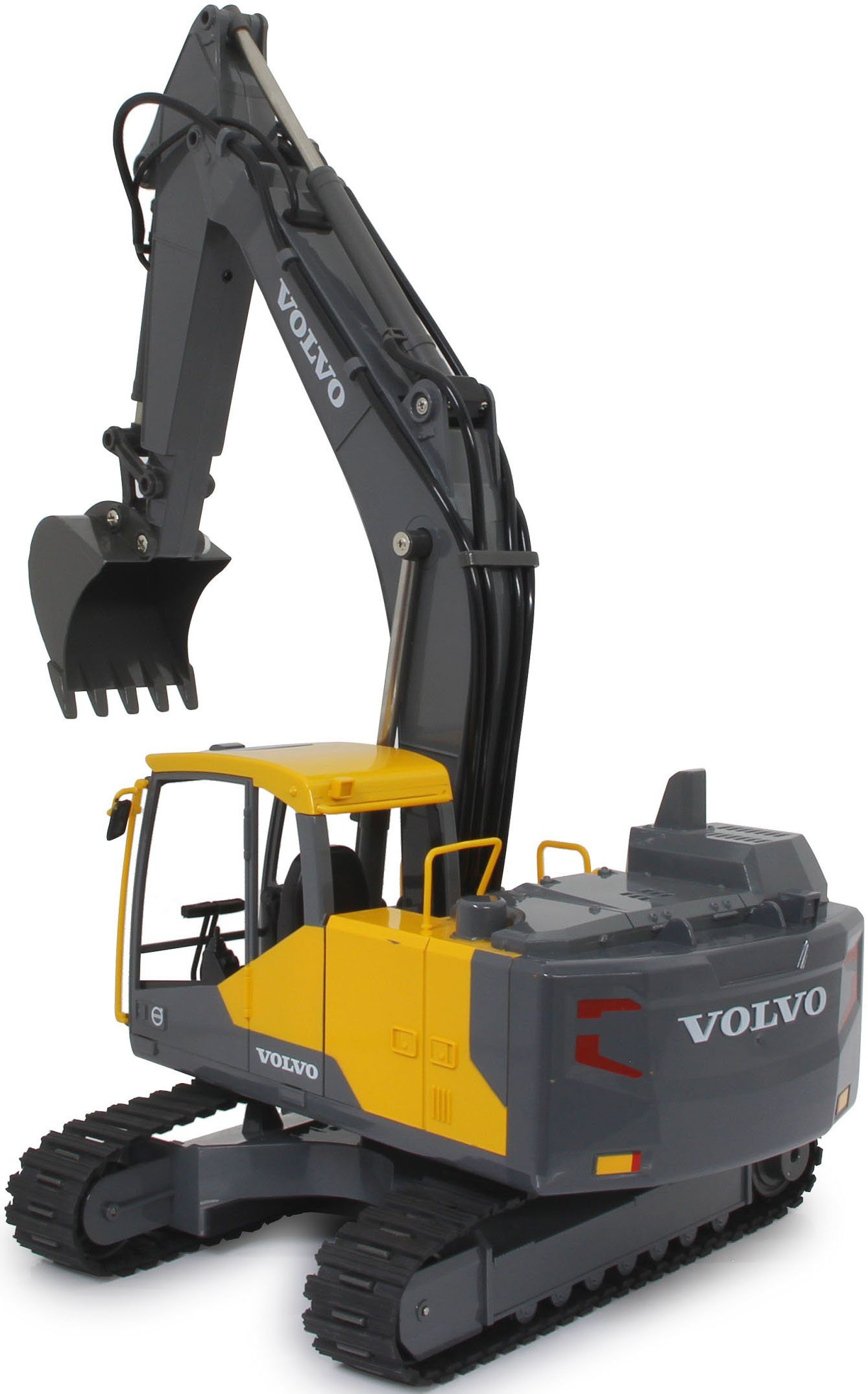 Jamara RC-Bagger Volvo EC160E Metal 1:16 2,4 GHz Destruction-Set, mit Motorsound, LED-Licht und Anbaugeräten; offiziell lizenziert