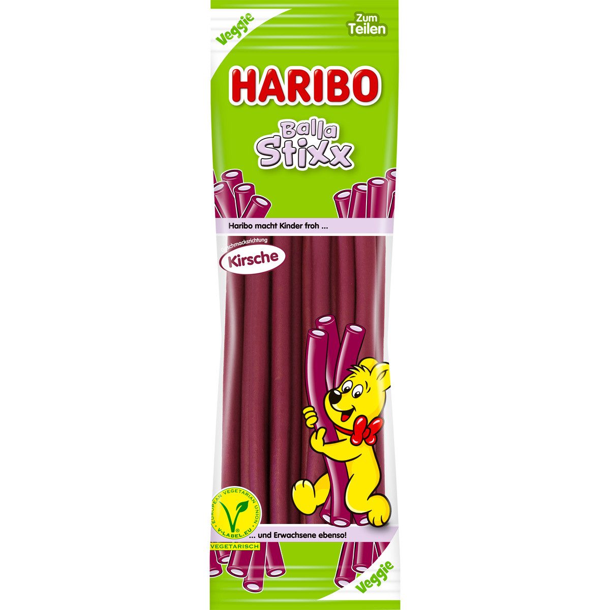 HARIBO Süßigkeit, Haribo Balla Stixx Kirsche Veggie Fruchtgummikonfektstangen 200g