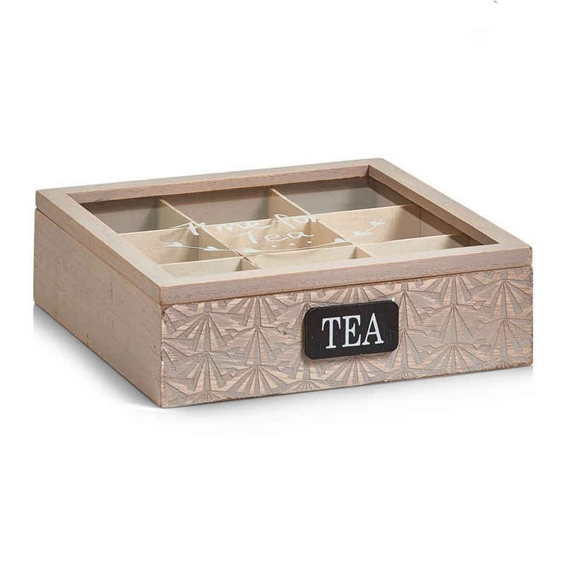 Zeller Present Aufbewahrungsbox Teebeutelbox mit 9 Innenfächern (Stück, 1 St., 1 Teebeutelbox mit 9 Innenfächern), Vorratsdose Teebox