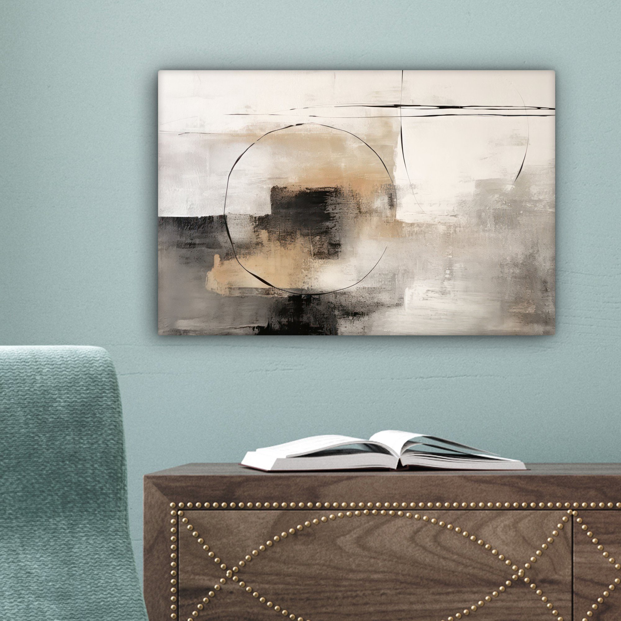 OneMillionCanvasses® Leinwandbild Kunst - Abstrakt - Grau - Industriell, Fotodruck (1 St), Wandbild, Deko Schlafzimmer Wohnzimmer Flur 20x20 cm – Bild 3 von 5