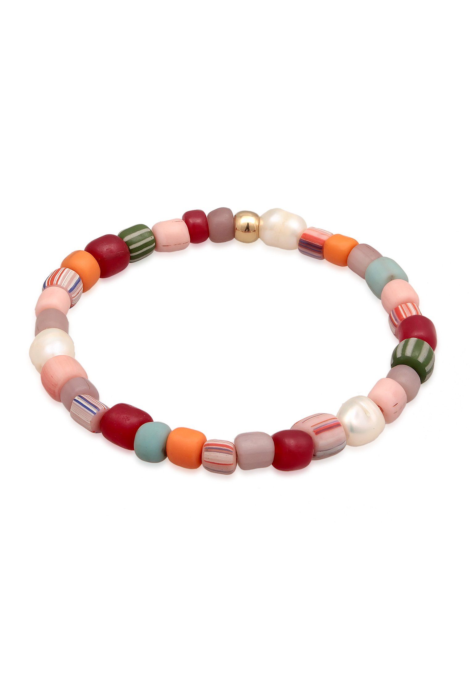 925 Elli Kugel Beads Armband Glas Süßwasserperlen Bunt Silber,