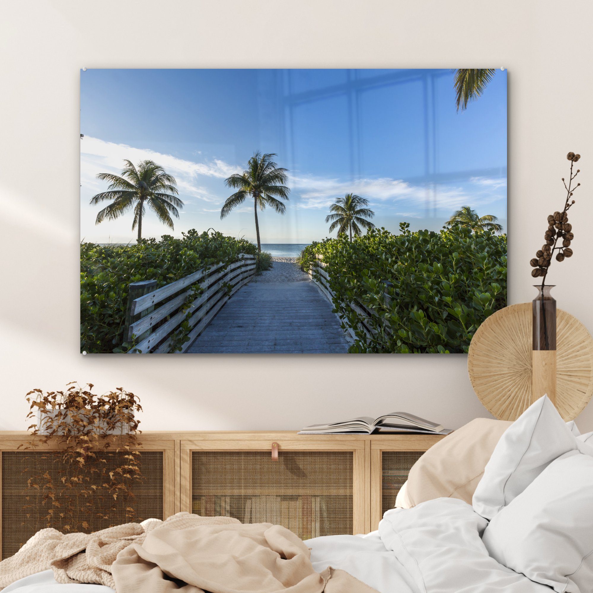 & St), Acrylglasbild MuchoWow Wohnzimmer Strand zum Der Acrylglasbilder Schlafzimmer Florida, Weg in (1