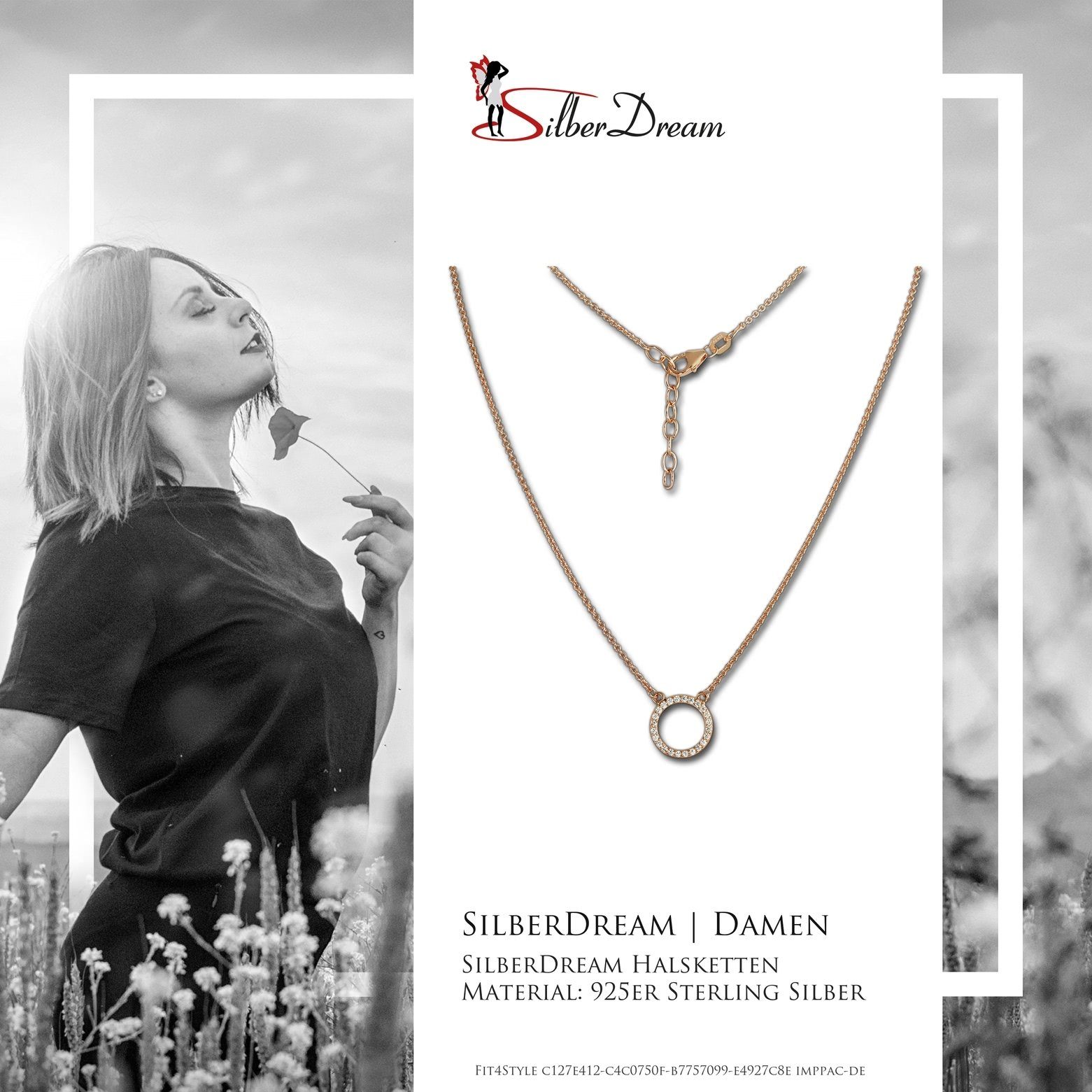 SilberDream vergoldet rosegold, 46,5cm, (Roségold bis weiß Silber, Colliers Collier 925 Collier 42cm SilberDream ca. Sterling