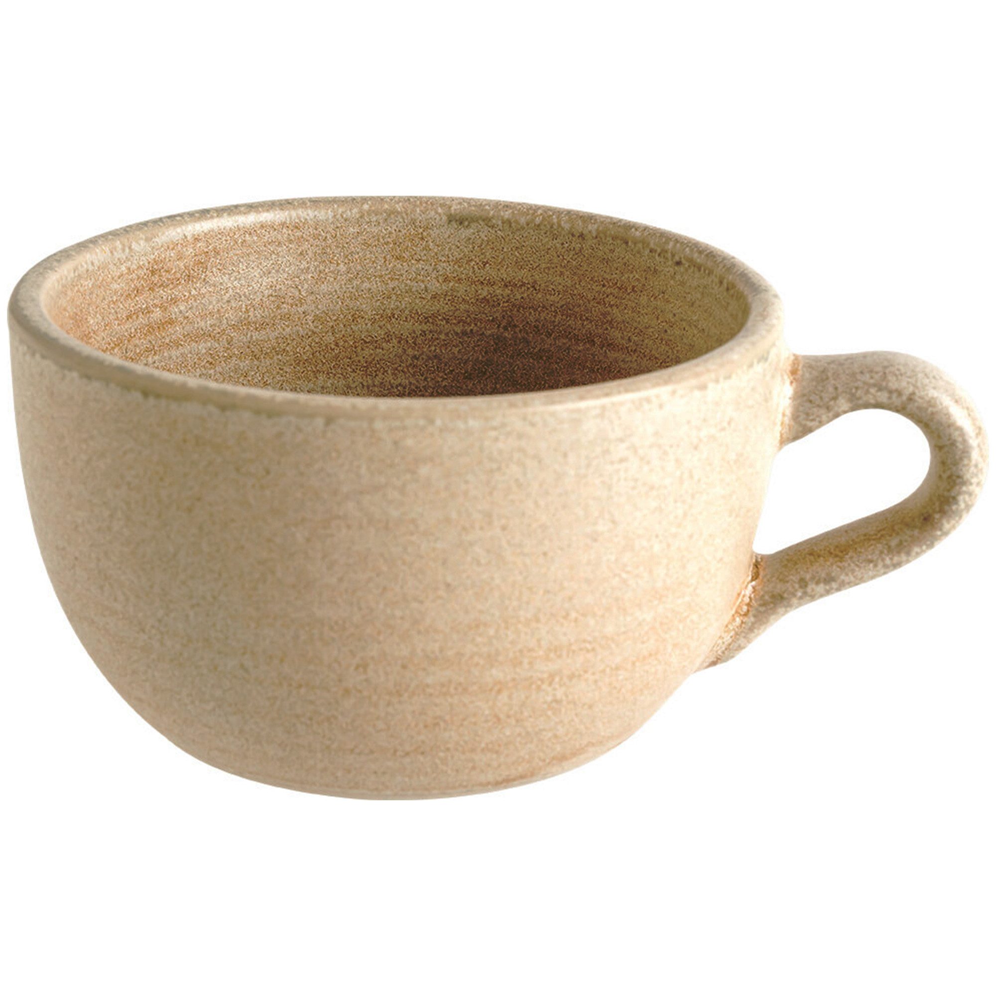 Bonna Cappuccinotasse 6x Mirage Ripple 205 ml, Robustes Porzellan, Beige, Porzellan, spülmaschinen- & mikrowellenfest,robustes Porzellan