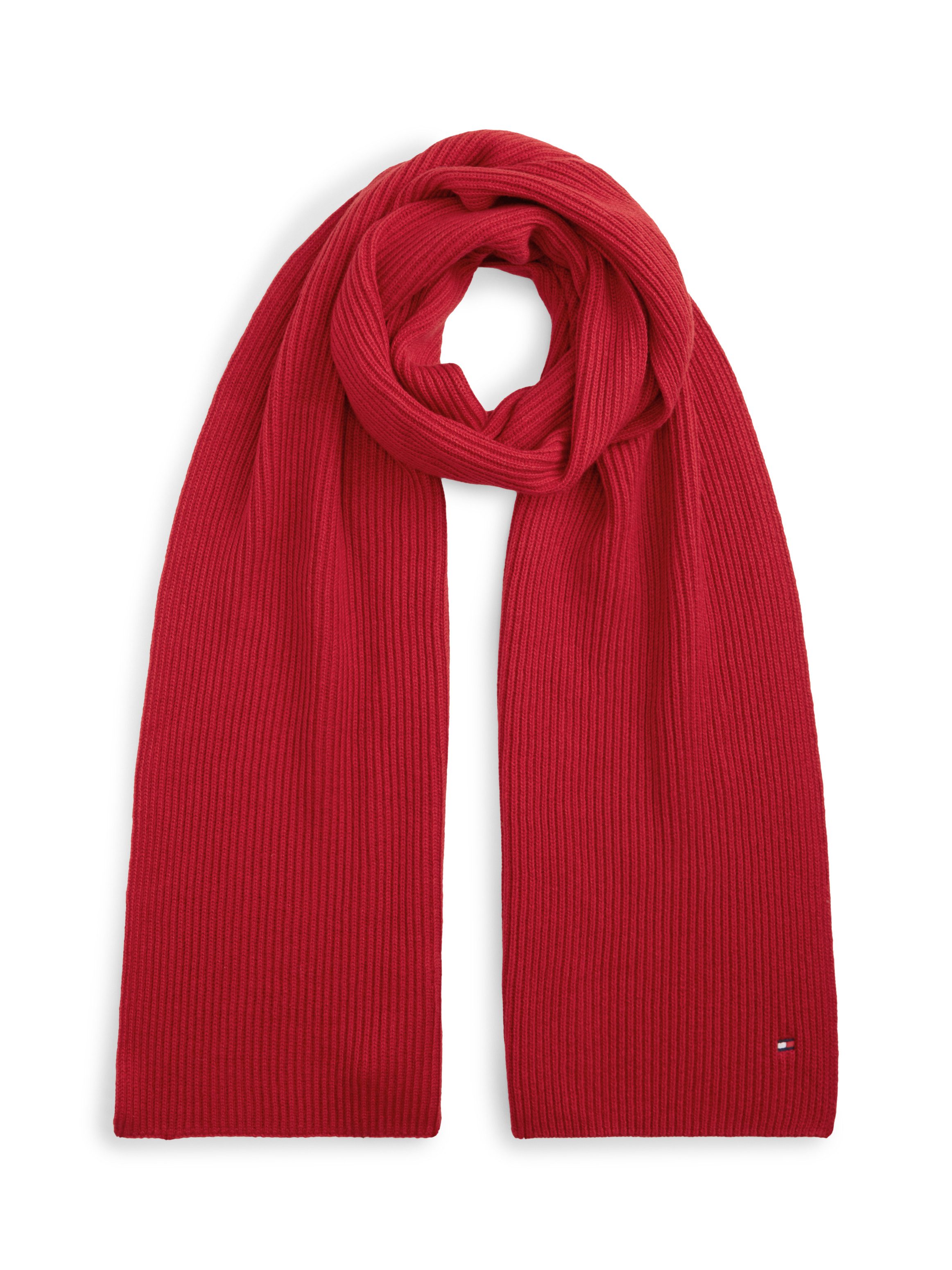 Tommy Hilfiger Strickschal TH FLAG PIMA COTTON CASH SCARF, mit Logostickerei, mit Kaschmiranteil Unisex