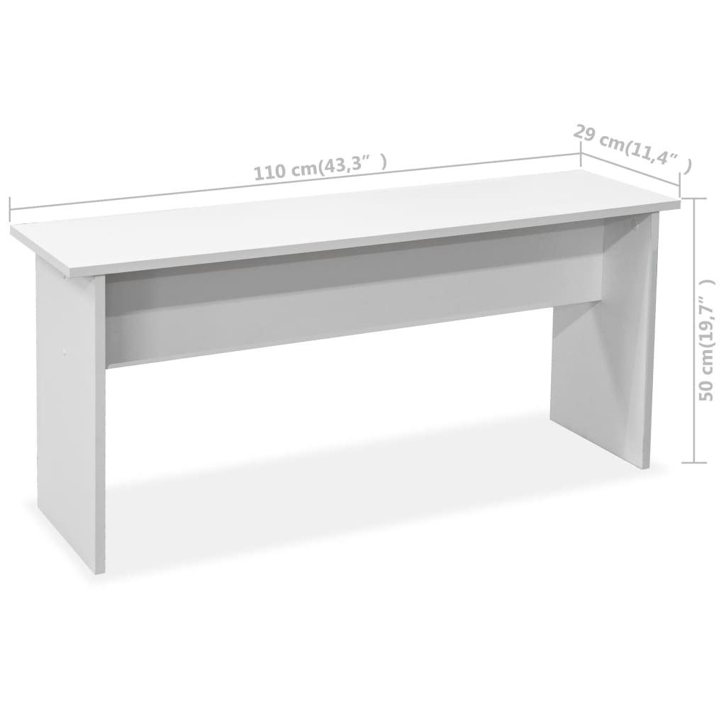 vidaXL Essgruppe 3-tlg. Holzwerkstoff Essgruppe und (3-tlg) Tisch Weiß, Bänke
