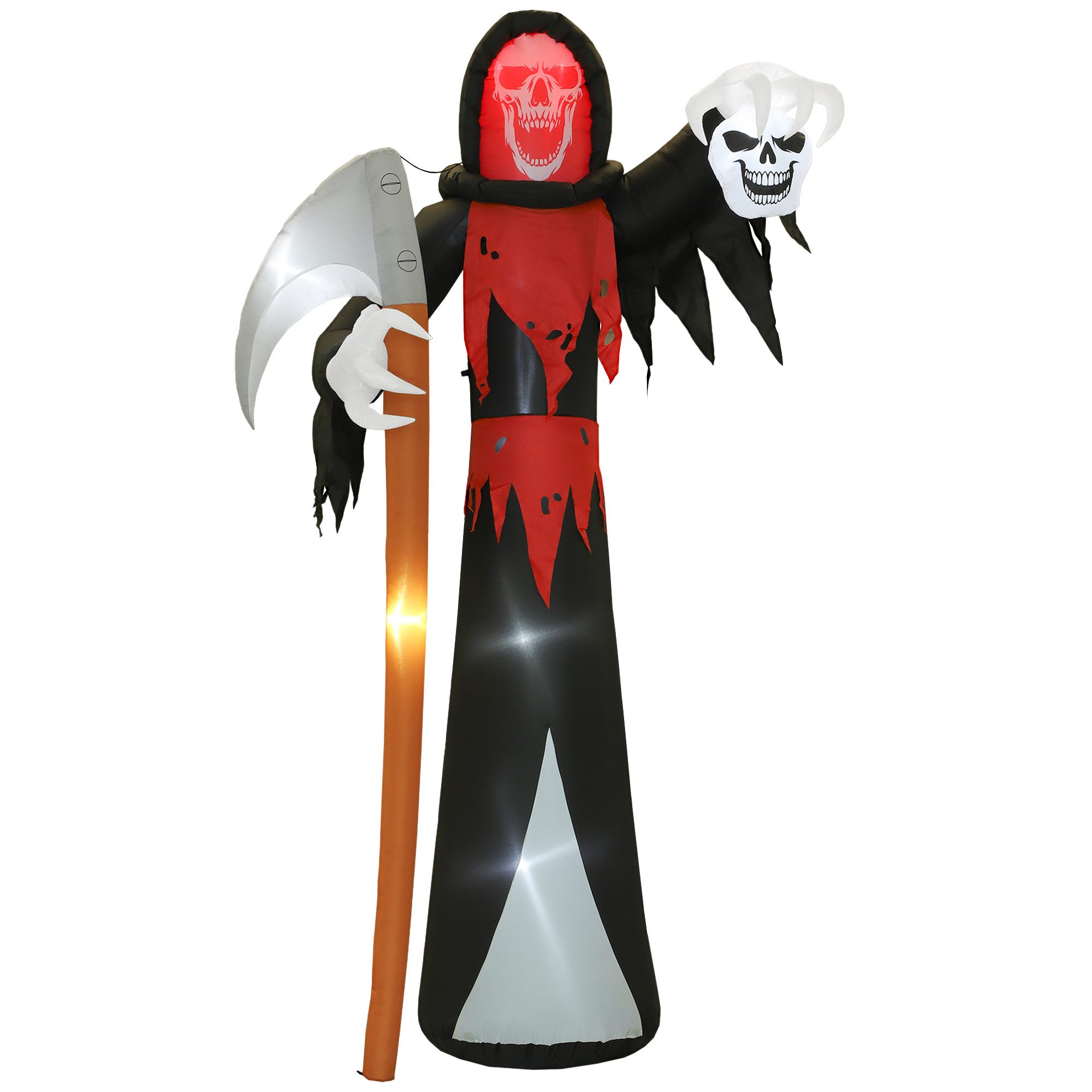Outsunny LED-Dekofigur Halloween-Dekoration 3,7 m riesiger Sensenmann selbstaufblasend (Aufblasbarer Halloween-Sichelgeist, 1 St., Halloween-Todessichel), für d – Bild 2 von 5