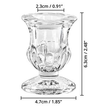 Belle Vous Dekoobjekt Glas Kerzenhalter (12 Stück) für Stabkerzen, Glass Candle Holders (12 pcs) - B4.7 x H6.3 cm