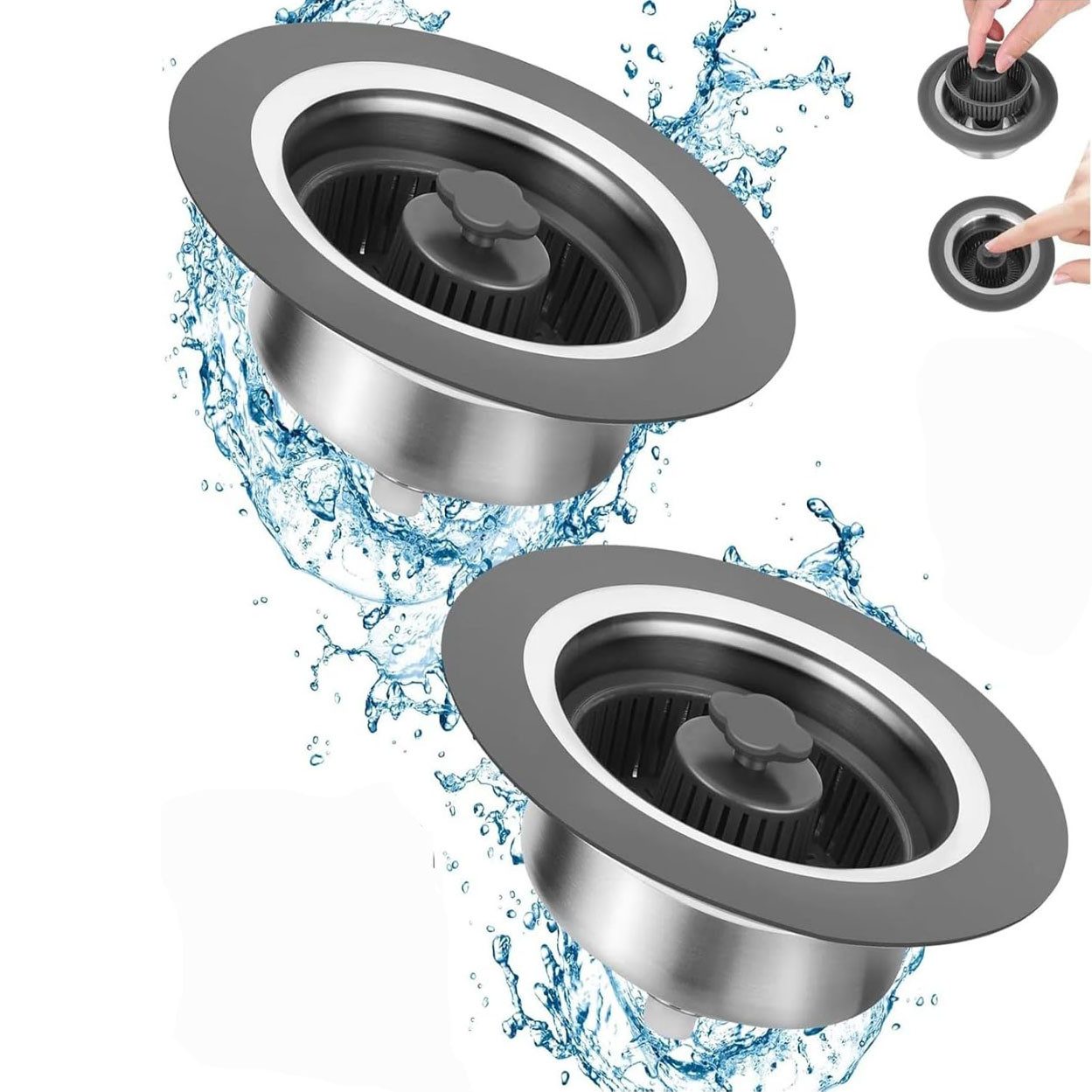 RWEUOQ Waschbeckenstöpsel 2 Stück 3-in-1-Küchenspülbeckenfilter, mit günstig online kaufen
