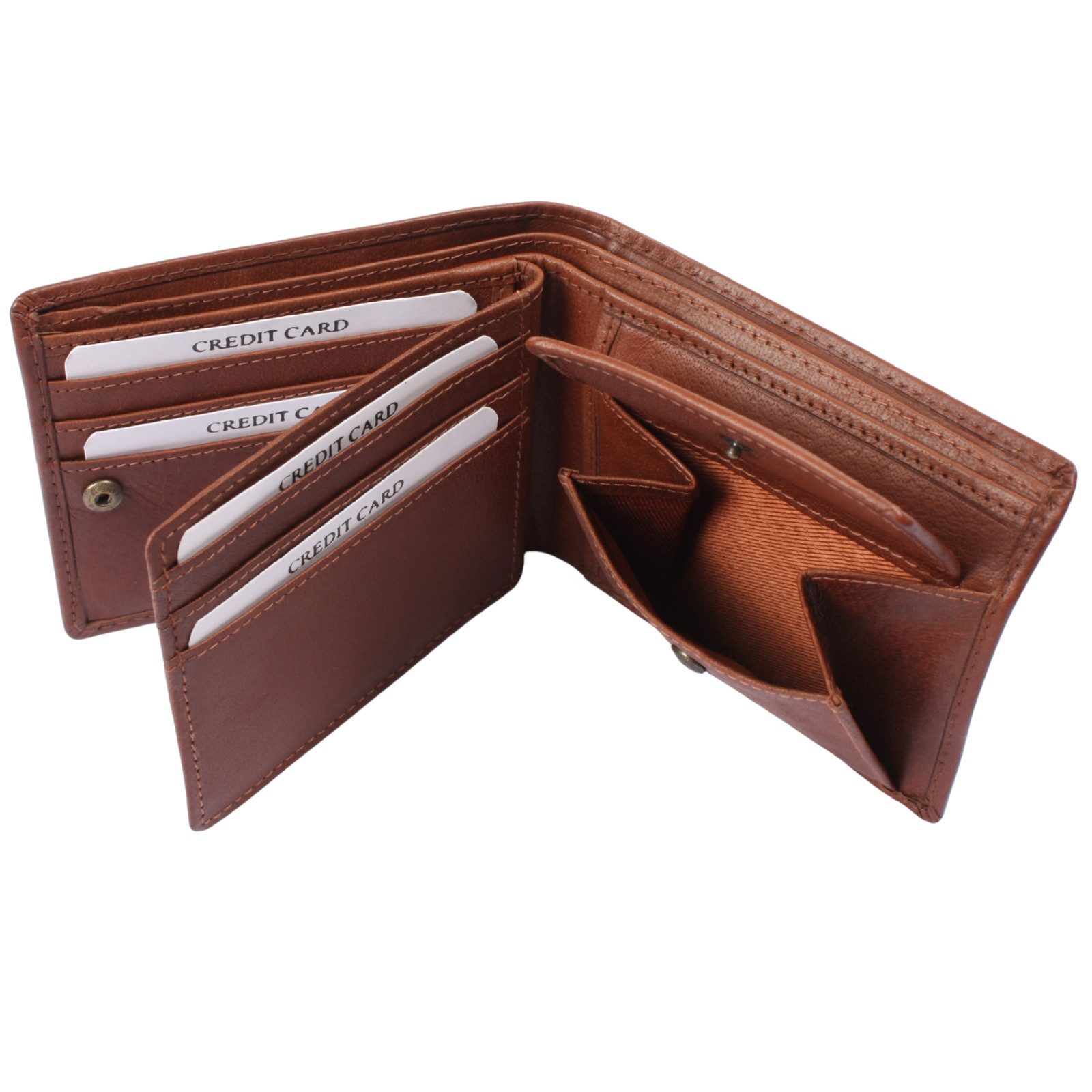 LECONI Geldbörse kompaktes Portemonnaie Herren Kartenetui RFID Portmonee Leder LE9034, 6 Kartensteckfächer, großes Münzfach + Ausweisfach, 11x9,5x2cm