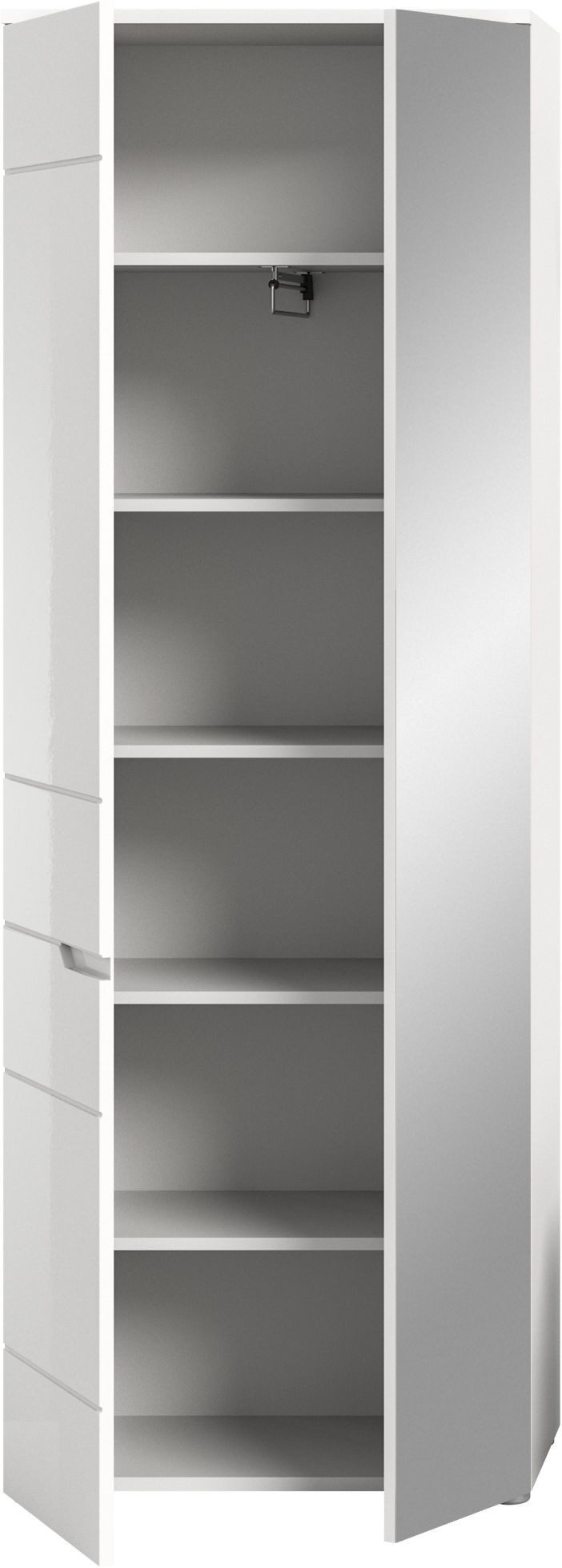 xonox.home Garderobenschrank Weiß Hochglanz Softclose Melamin Modern 68x193x37 cm
