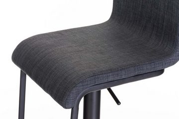 TPFLiving Barhocker Lima (mit Fußstütze - höhenverstellbar - Hocker für Theke & Küche), 360° drehbar - Metall schwarz matt - Sitzfläche: Stoff Dunkelgrau