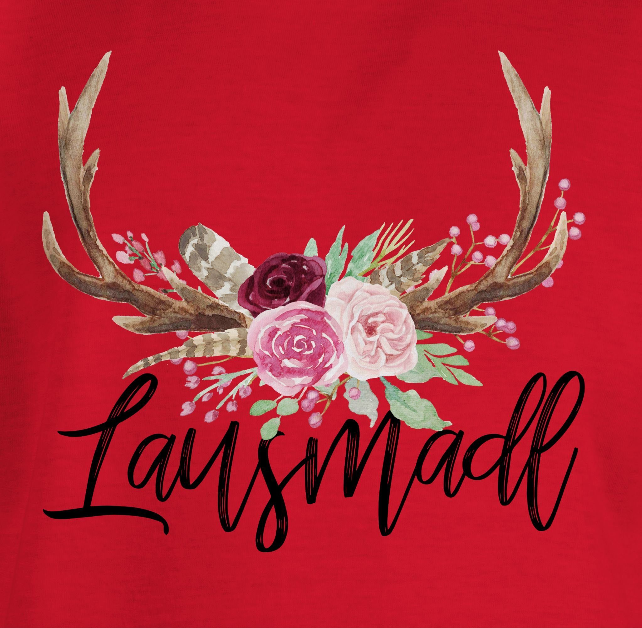 3 Oktoberfest T-Shirt Hirschgeweih Kinder für Lausmadl Outfit Shirtracer Rot Mode