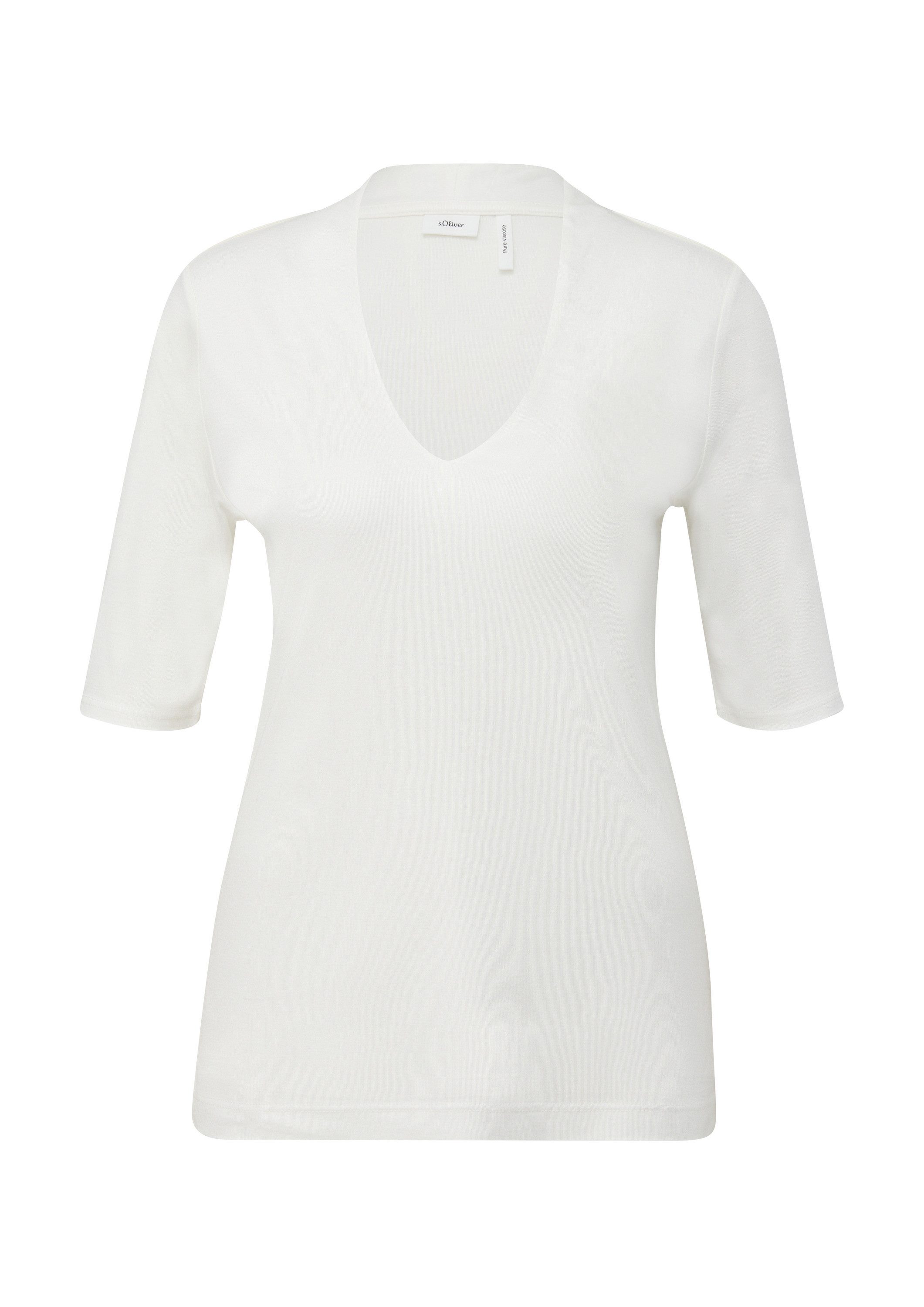 s.Oliver Kurzarmshirt T-Shirt T-Shirt mit V-Ausschnitt