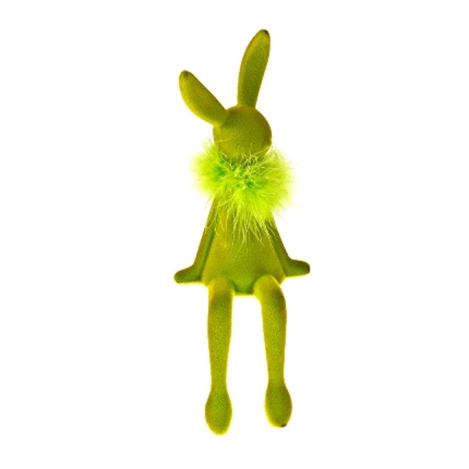 Macosa Home Kantenhocker Osterhase Kunststoff beflockt Grün, Orange, Pink oder Lila (Dekofigur Ostern Dekoration, 1 St., Osterdekoration Figur Dekohase), 25 cm Dekohase Hase Skulptur Ostedeko