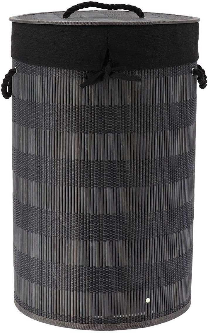 TENDANCE Wäschekorb rund mit Deckel aus Bambus/Baumwolle und herausnehmbare günstig online kaufen