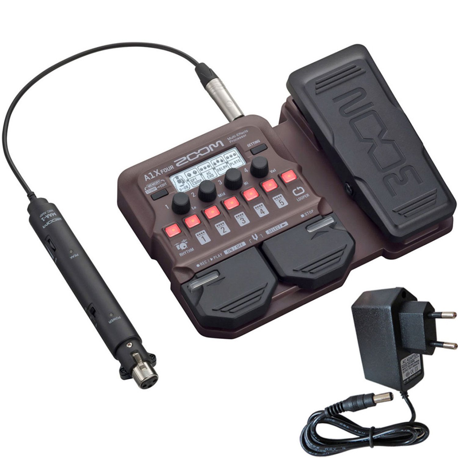 Akustikgitarre Zoom A1X Four Effektgerät mit 9v Netzteil