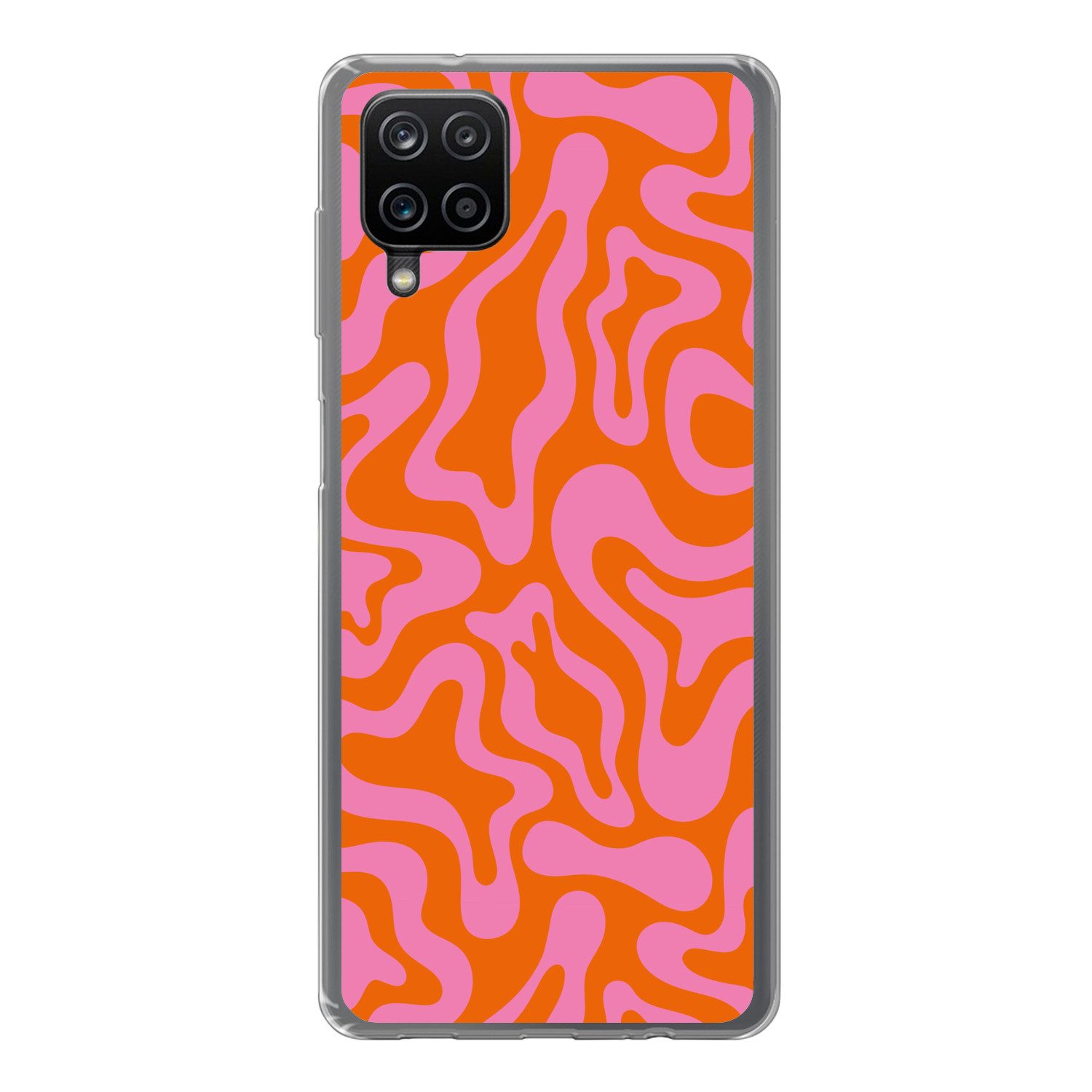 MuchoWow Handyhülle für Samsung Galaxy A12 Muster - Rosa - Orange - Abstrakt - Modern, Smartphone-Bumper, Print, Handy Schutzhülle Dünn