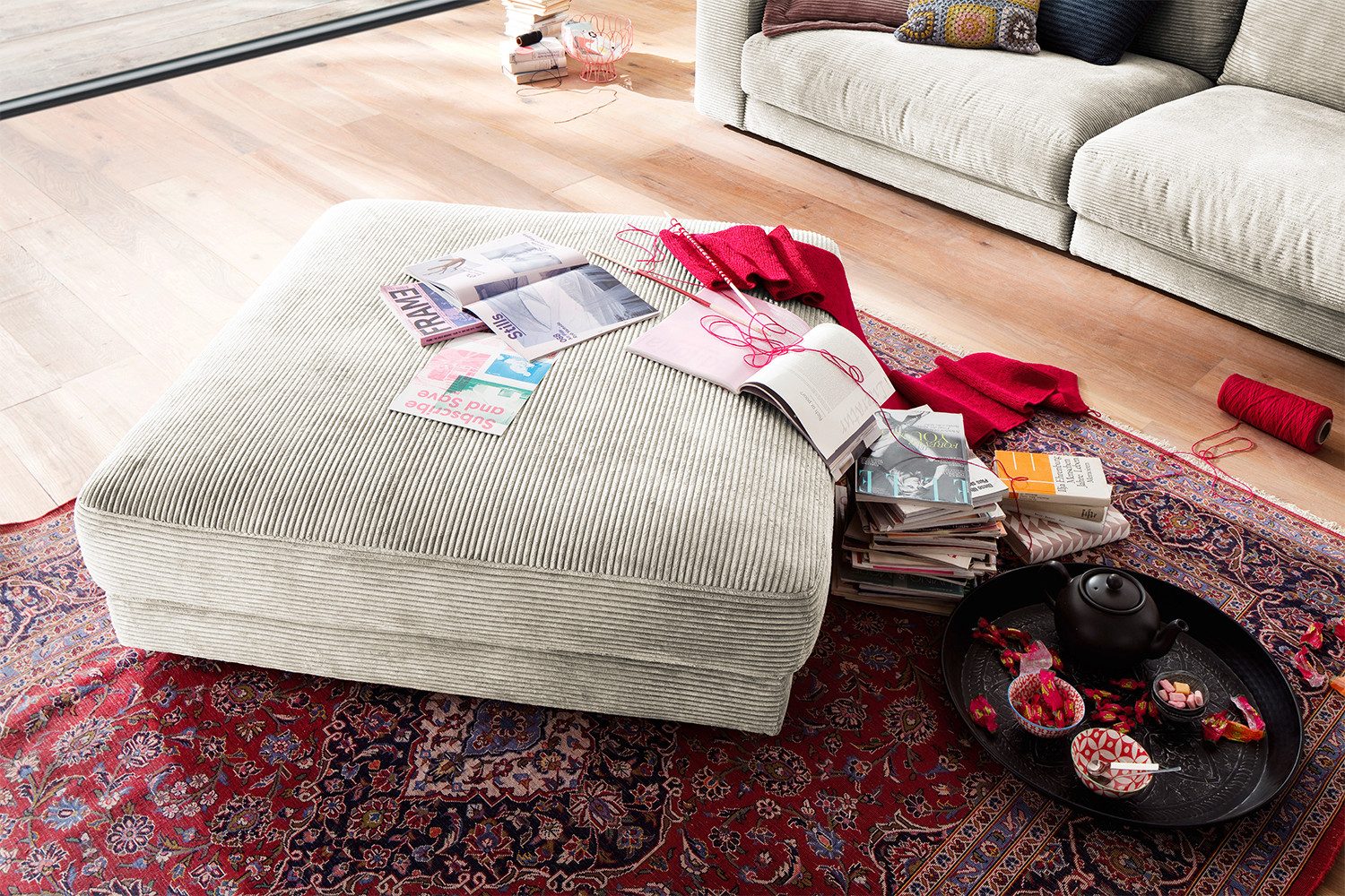 KAWOLA Hocker MADELINE, Big Hocker Polsterhocker günstig online kaufen