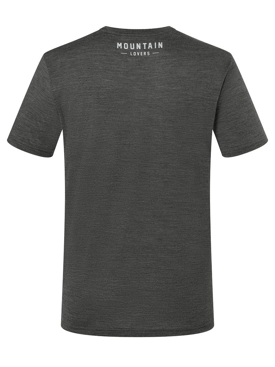 SUPER.NATURAL Print-Shirt Merino T-Shirt M Grey Merino-Materialmix Grey Melange/Feather CLIMBING funktioneller LINE Pirate TEE