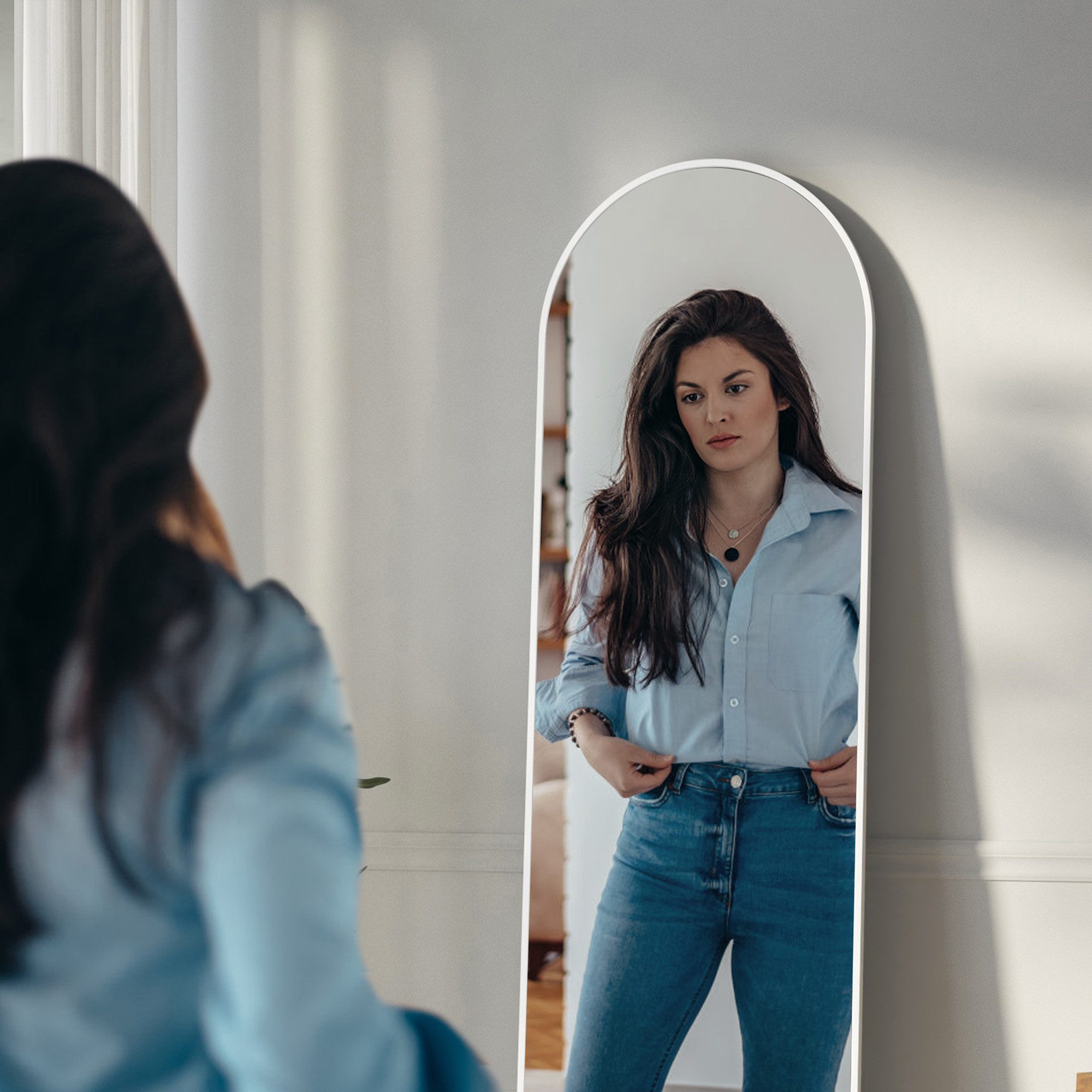 Boromal Wandspiegel groß Flurspiegel Weiß Hochglanz 160x50 150x50cm Alumini günstig online kaufen