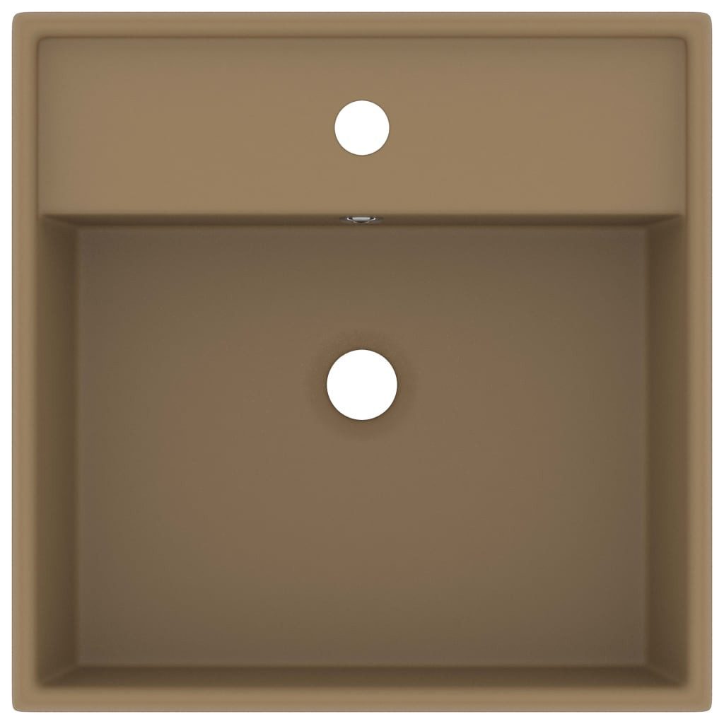vidaXL Waschbecken Luxus-Waschbecken Überlauf Quadratisch Matt Creme 41x41 cm