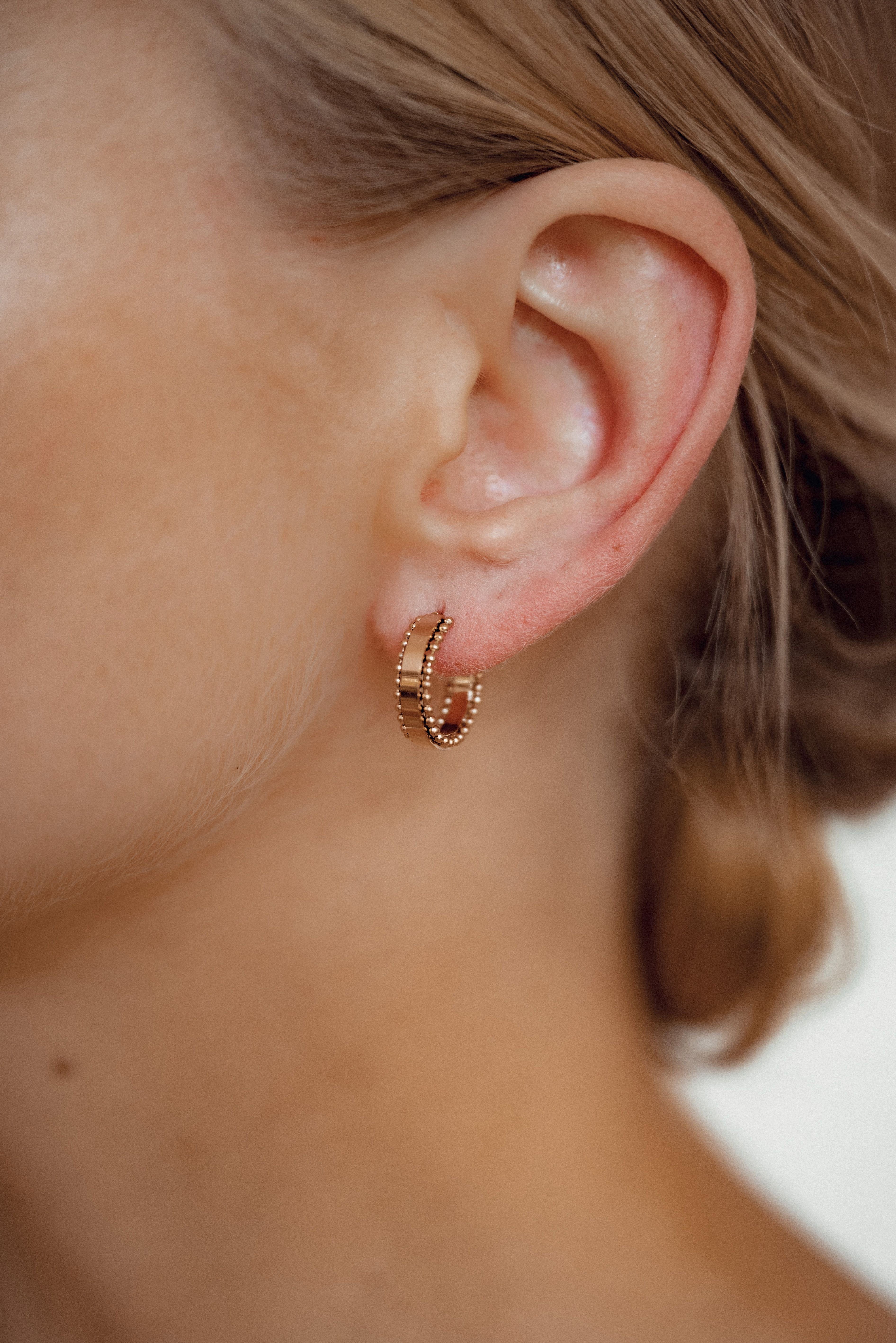 Hey Happiness Paar Creolen Kugel Band offen, Edelstahl Ohrringe 18K Roségol günstig online kaufen