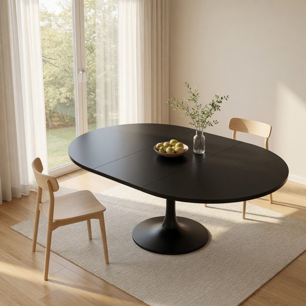 PEALOV Esstisch Ausziehbarer Küchentisch 100–130 × 80 cm für 4–6 Personen (1-St), Platzsparender Wohnzimmertisch mit Teleskopschiene und Metallbeinen