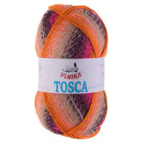 VLNIKA 5 x 100g Strickgarn Tosca Häkelwolle, 306 mehrfarbig