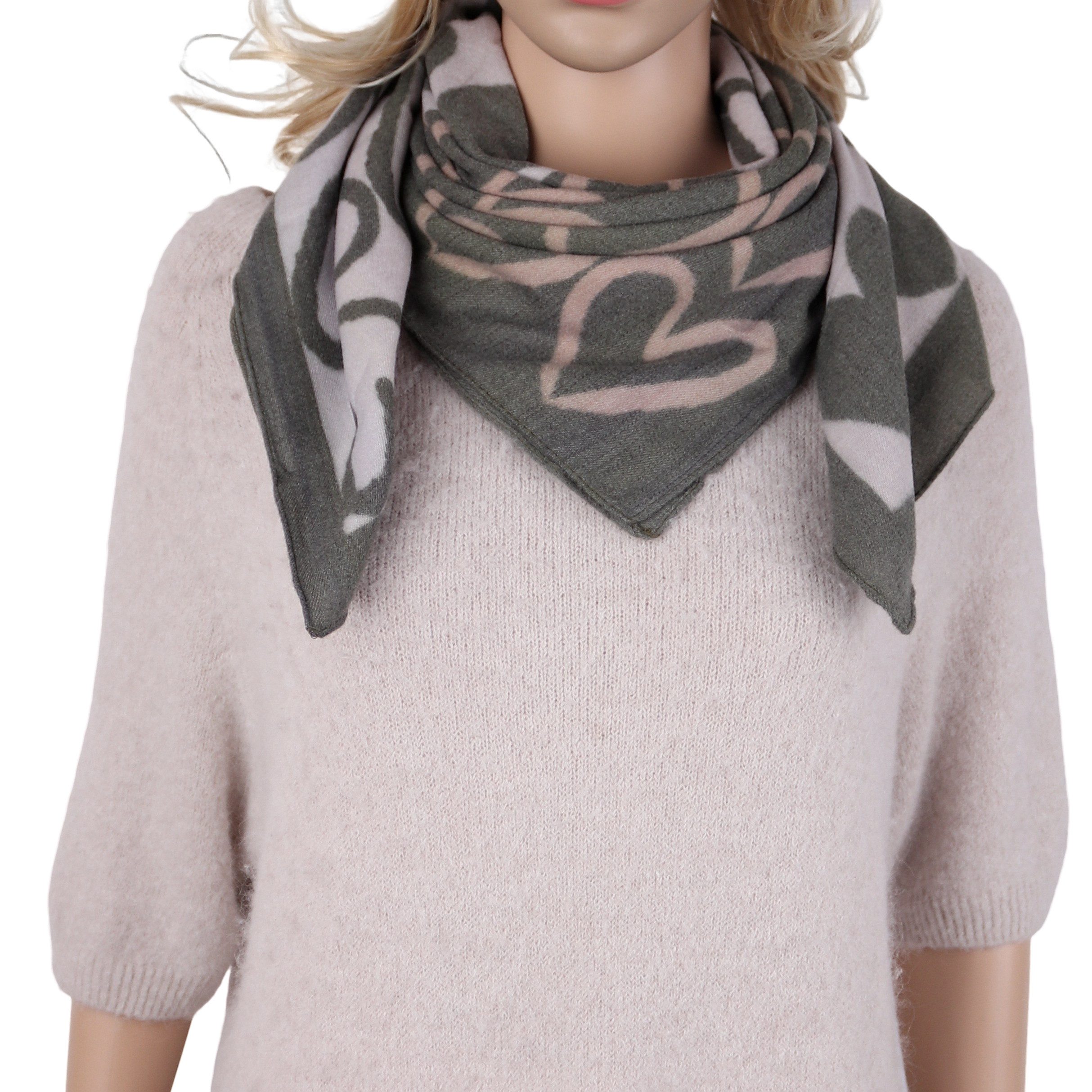 MIRROSI Nickituch Damen leicht angerautes Vierecktuch mit Herzmuster, aus Viskose, (Neue Kollektion Herbst/Winter 2026), ca. 88x88cm, warmes Halstuch für Herbst und Winter
