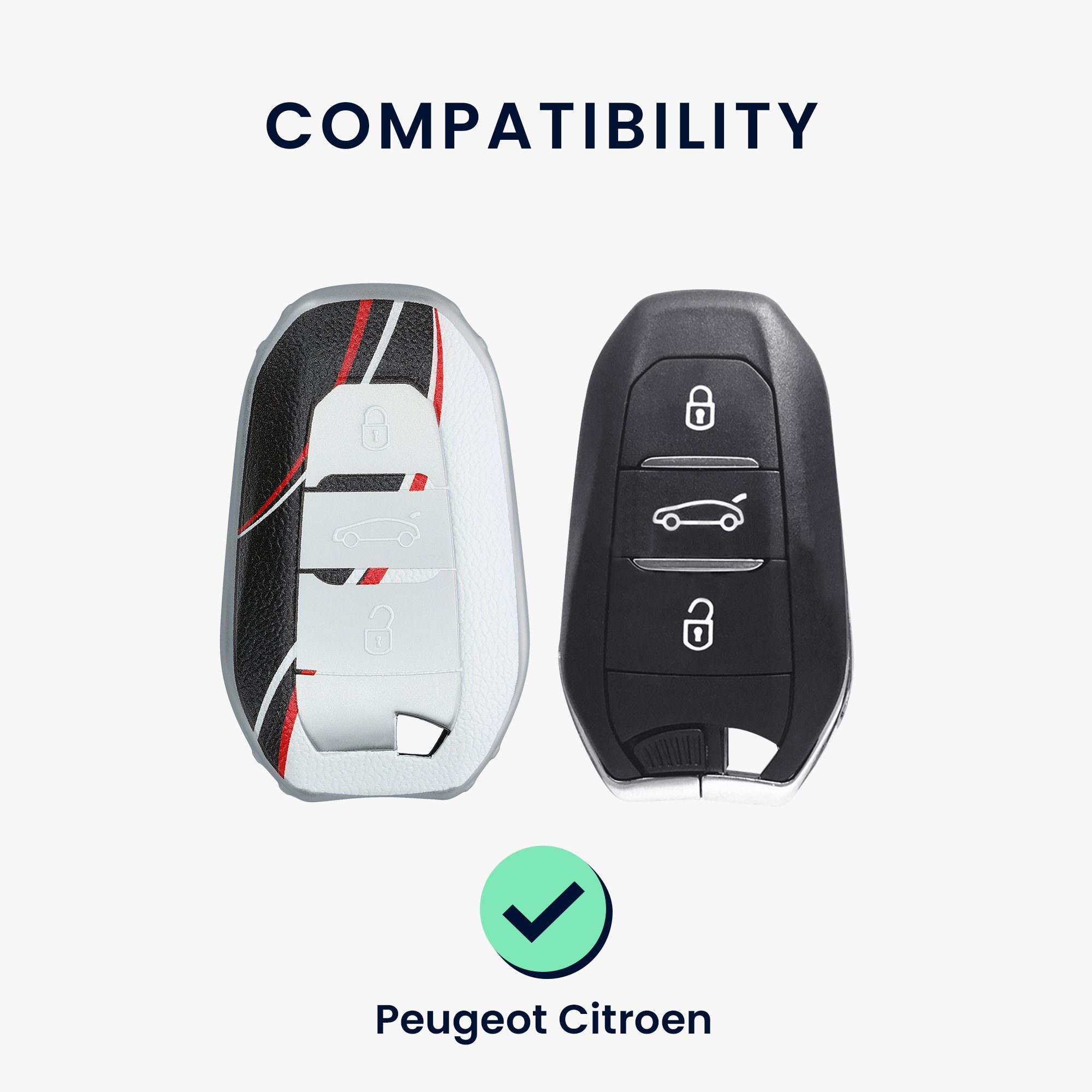 für Citroen, TPU Cover Schlüsseltasche Schlüsselhülle Autoschlüssel Rot Peugeot kwmobile Hülle Schutzhülle
