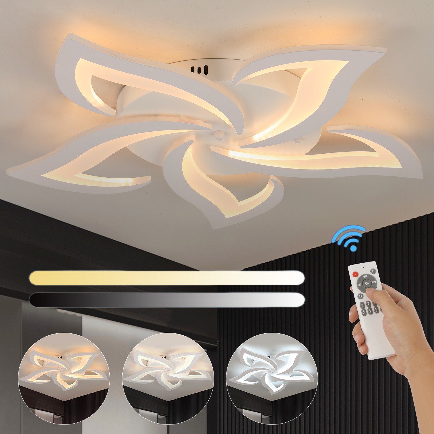 LETGOSPT Deckenleuchte 50W LED-Deckenleuchte, dimmbar, Wohnzimmerlampe mit günstig online kaufen
