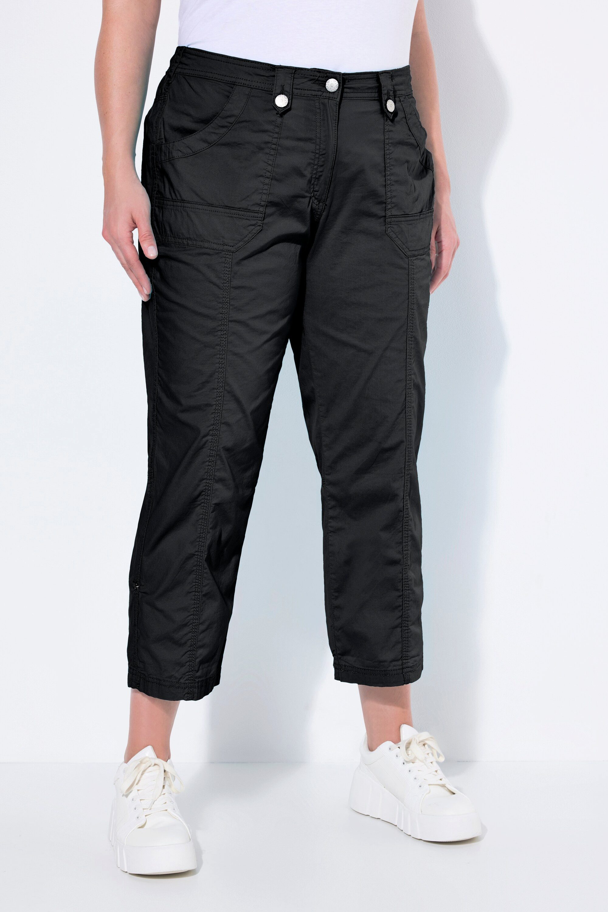 Ulla Popken Funktionshose 7/8-Cargohose Krempelriegel Komfortbund günstig online kaufen