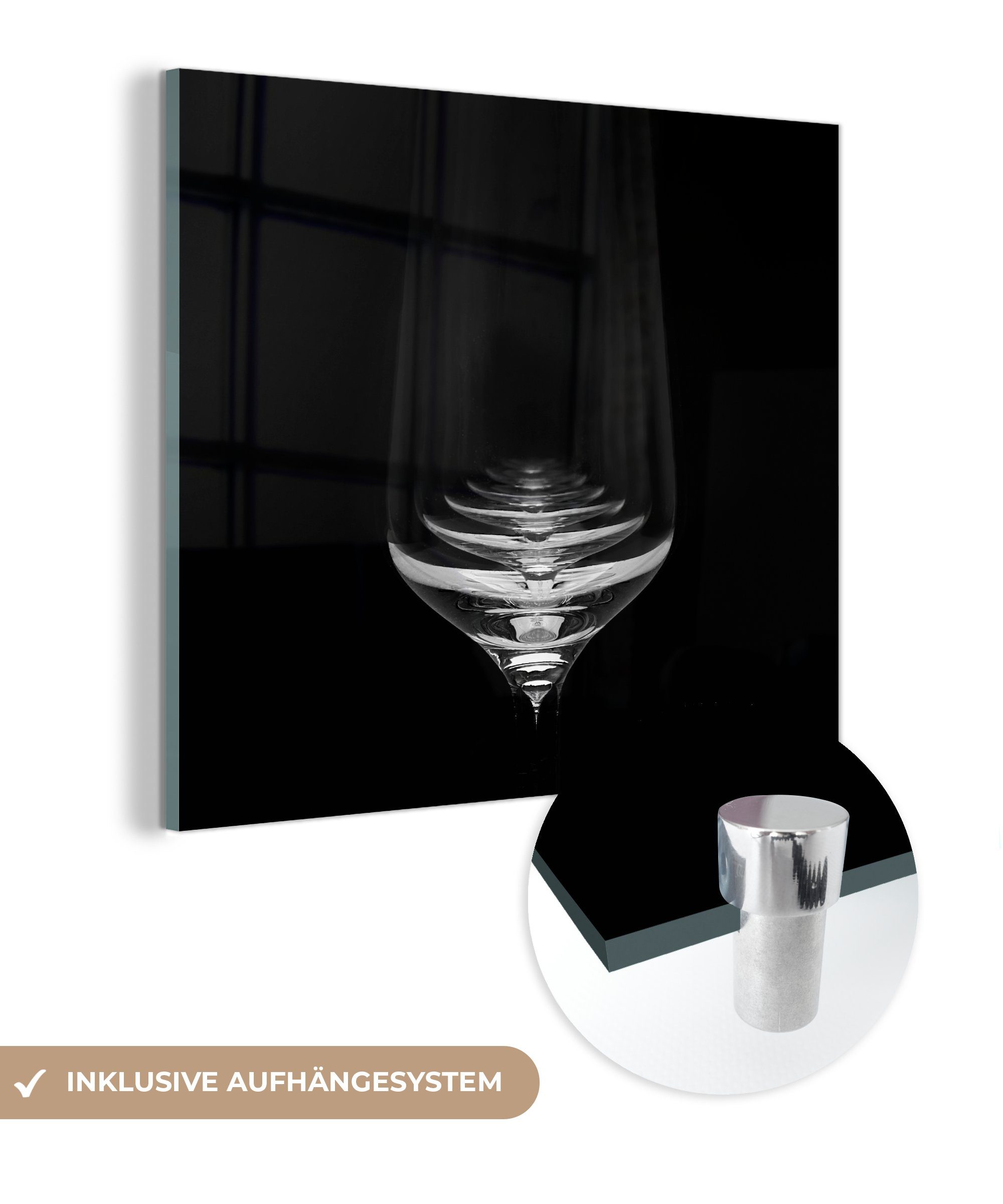 MuchoWow Glas auf Glas Wandbild (1 Glasbilder - Weingläser, - Foto auf - Wanddekoration Bilder St), Acrylglasbild