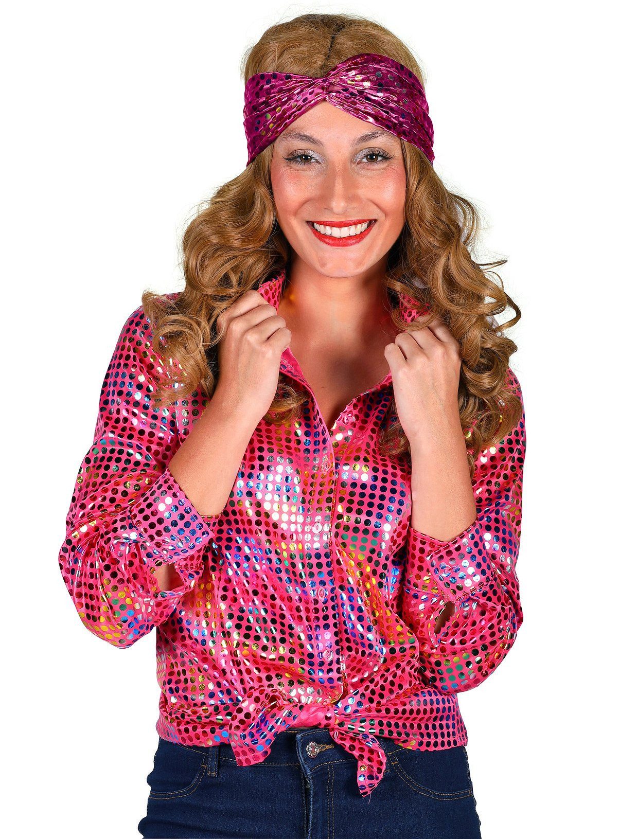 thetru Kostüm Discobluse pink, Diese 70er Jahre Bluse macht jeder Discokuge günstig online kaufen