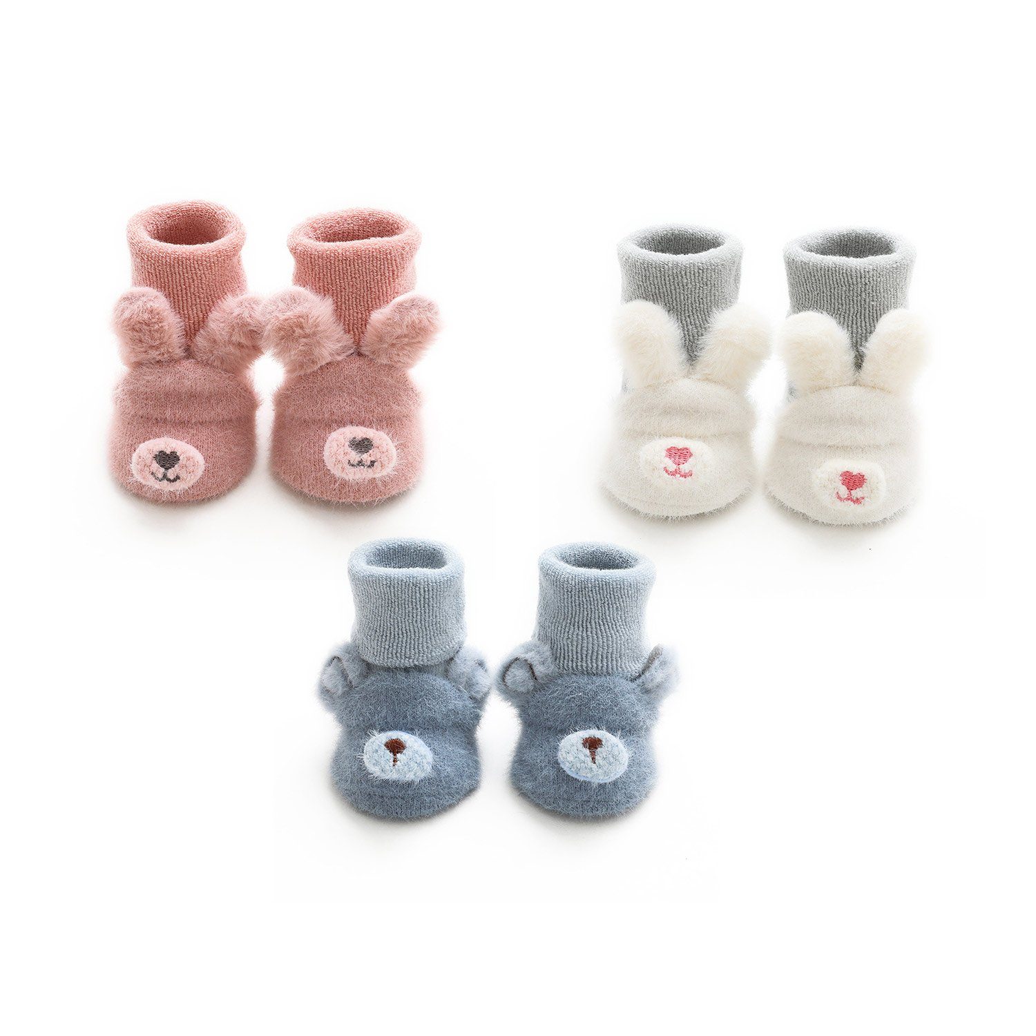 Geschenke Baby Schuhe Antirutschsocken Daisred Paar Stoppersocken Krabbelschuh Rosa+Grau+Blau 3