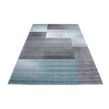 Teppich Kariert Design, SIMPEX24, Läufer, Höhe: 11 mm, Kurzflor Teppich Wohnzimmer Kariert Design Blau Teppich im modern Stil