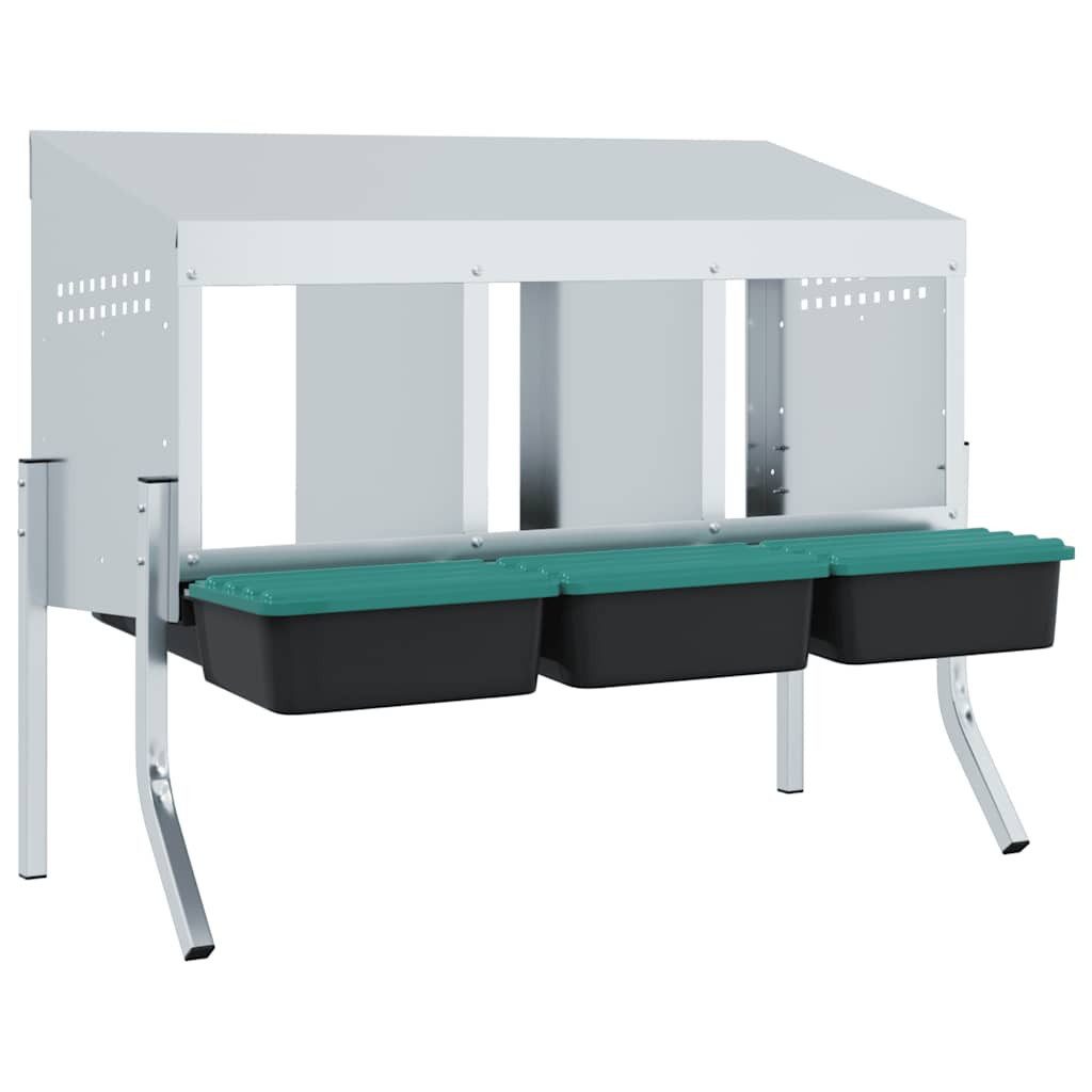 vidaXL Hühnerstall Hühner-Nistkasten 3 Fächer mit Beinen Verzinkter Stahl