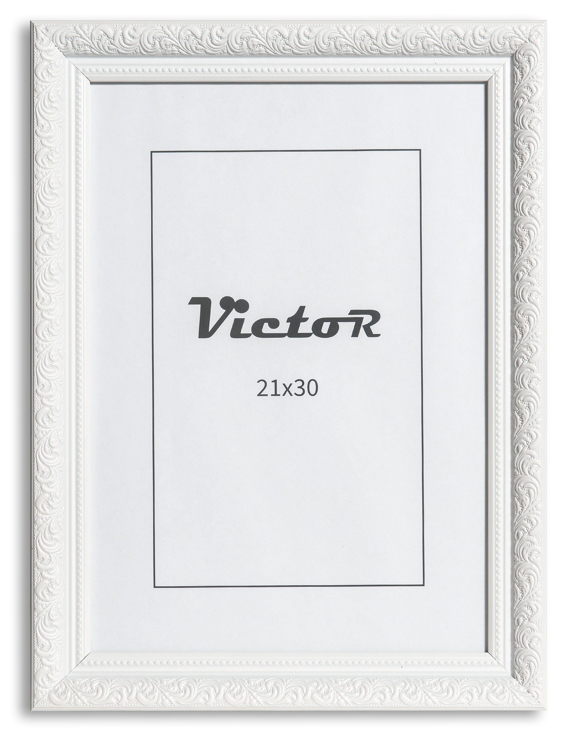 Victor (Zenith) Bilderrahmen Bilderrahmen \"Rubens\" - Farbe: Weiß - Größe: 21 x 30 cm, Bilderrahmen 21x30 cm Weiß A4, Bilderrahmen Barock, Antik