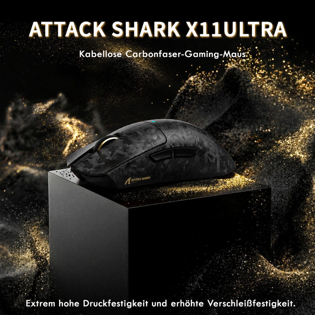 ATTACK SHARK X11 Ultra 8Khz Kabellose Gaming-Maus, Carbonfaser-Verbundgehäuse Gaming-Maus (Bluetooth, 2.4Ghz, kabelgebunden, PAW3950MAX,42000 DPI,leicht,8k,2.00 – Bild 2 von 5