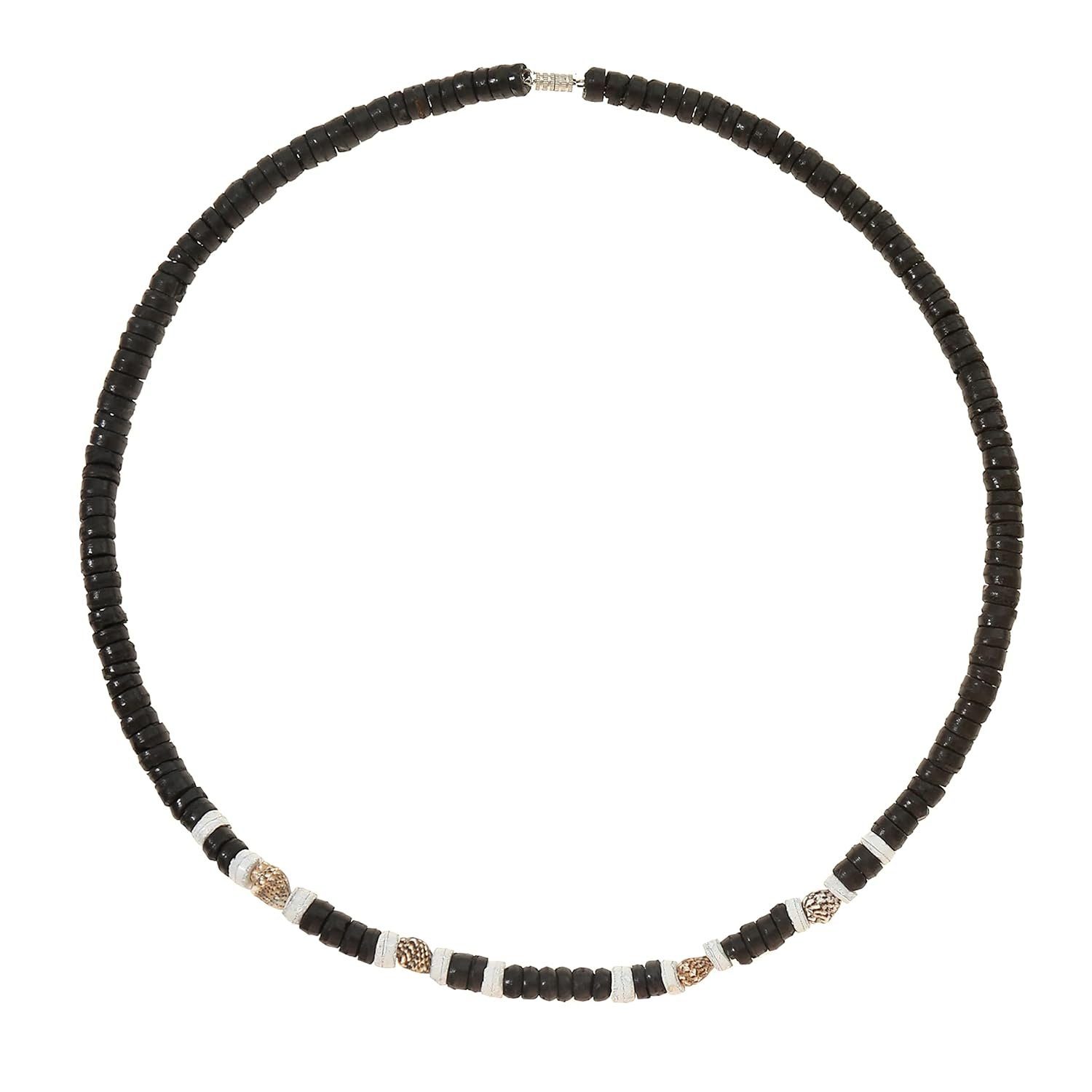 Made by Nami Perlenkette Surfer Halskette mit echten Kokosnussperlen, Herren Damen Strand Schmuck Wasserfest