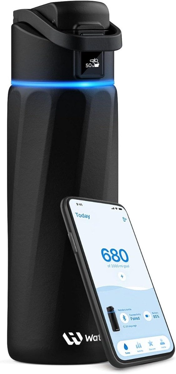 WaterH Trinkflasche Boost, LED-Touch-Display, 710 ml, Schwarz