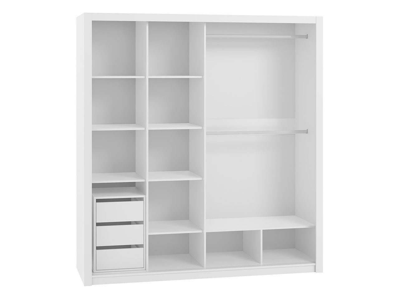 Weiß 2 Kleiderschrank 2-Schiebetüren) Mirjan24 (mit / 11 Bono SZ220 Frontspiegel Spiegel Kleiderstangen,