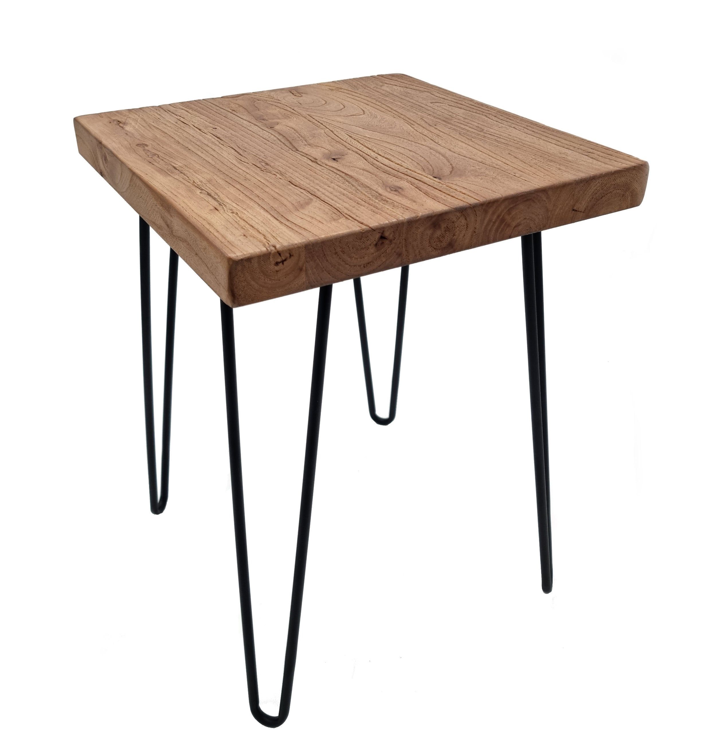 Beistelltisch Beistelltisch mit Platte aus Ulmen Holz - eckig